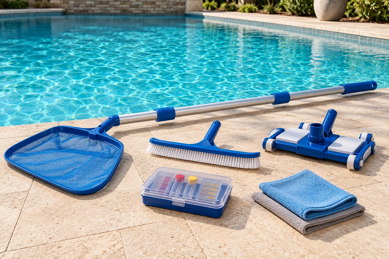 Imagen ilustrativa: Productos de limpieza y mantenimiento de piscinas